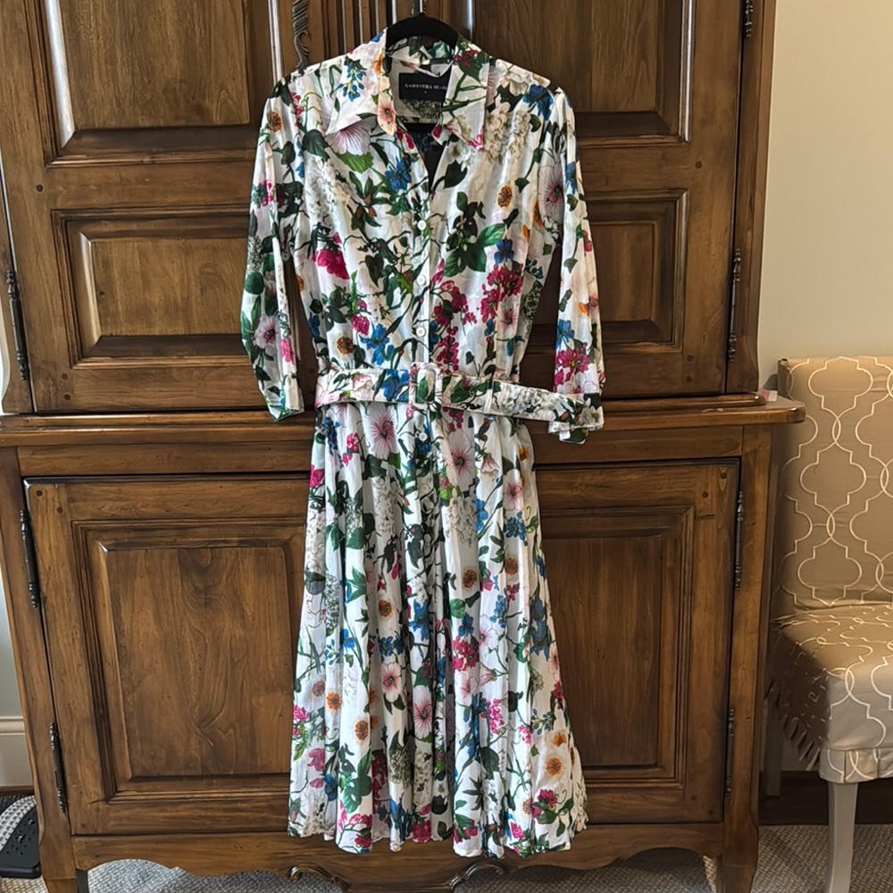 NWT Samantha Sung Floral Button-Front Midi Dress - Size 8
